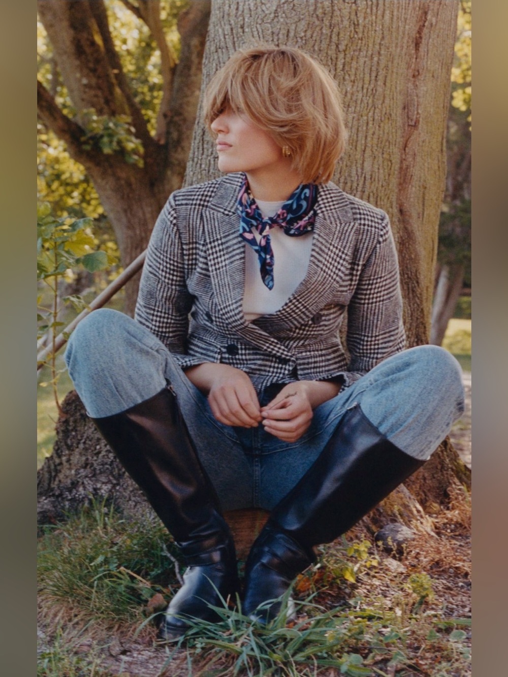 Anthropologie Avec Les Filles Double-Breasted Plaid Blazer